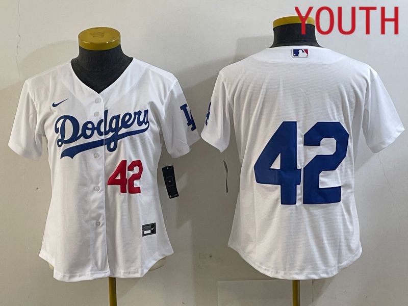 Youth Los Angeles Dodgers #42 Robinson White 2024 Nike MLB Jersey style 1->customized nfl jersey->Custom Jersey